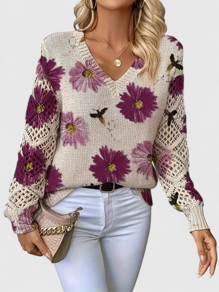 Aurélie - Elegante Trui met Bloemendessin