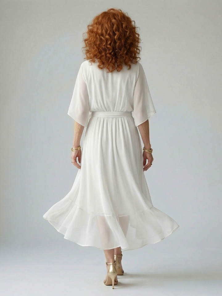Elric - Lichte Drape Midi Jurk