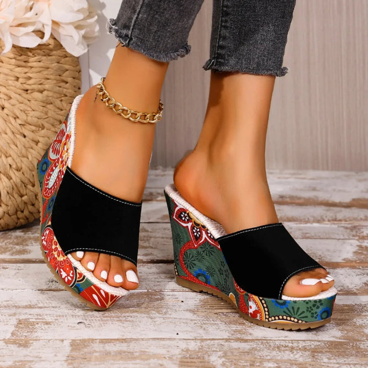 Mireya - Gevoerde Sandalen met Boheemse Print
