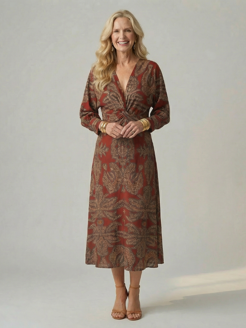 Lune - Natuurlijke Wrap Midi Jurk
