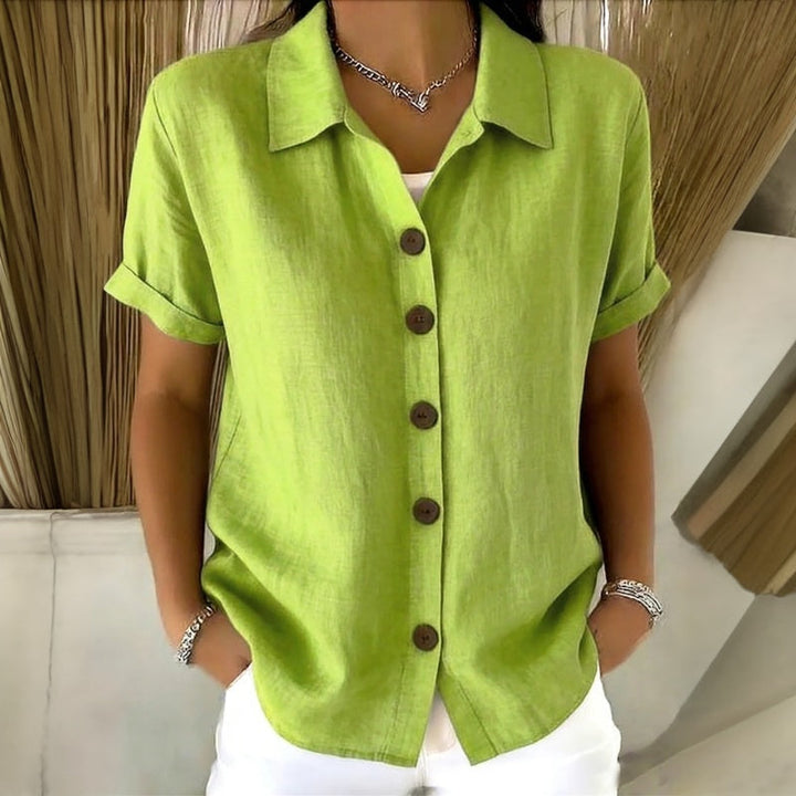 Lison - Effen casual blouse met sjaalkraag