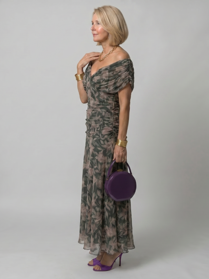 Calen - Off Shoulder Flow Midi Jurk