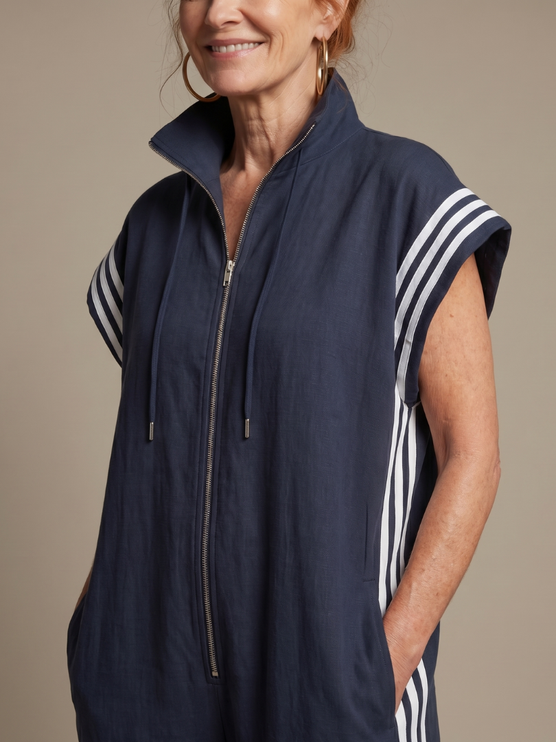 Lark - Jumpsuit met Rits en Streep Panelen