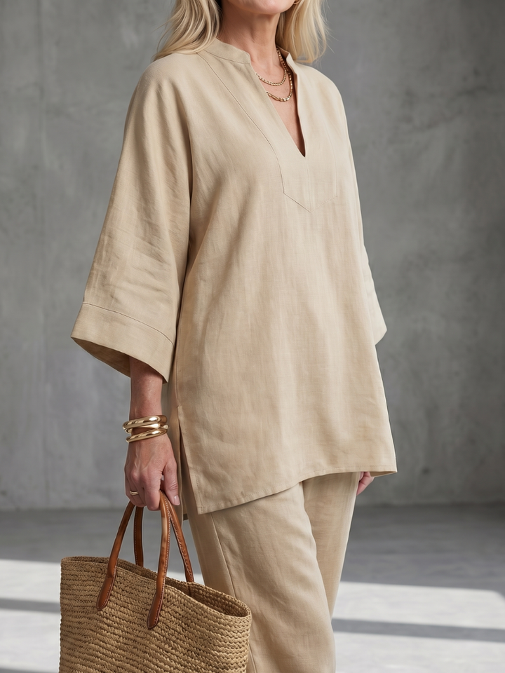 Georgiana - V-Hals Tuniek Met Gathered Broek Set