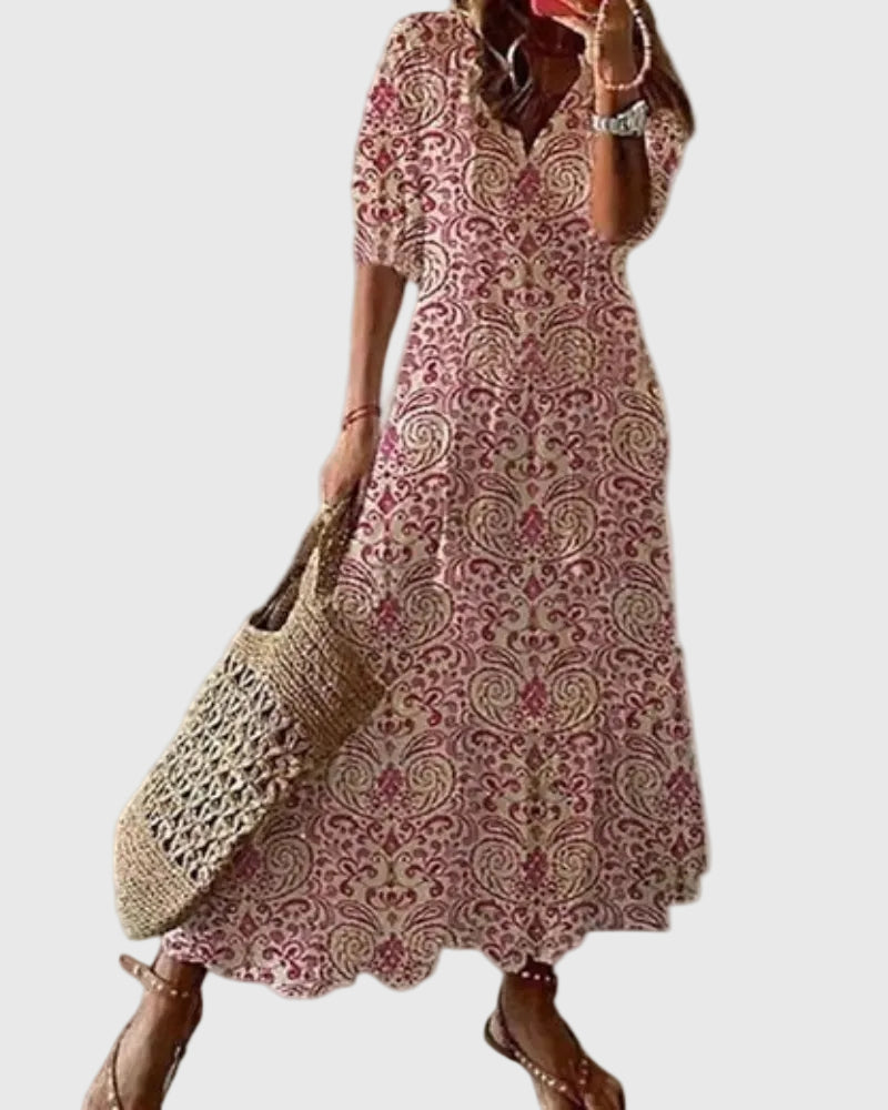 Amalia - Boho Vintage Zomer Maxi Jurk