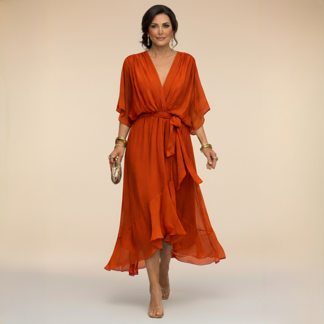 Ava - Chiffon jurk met V-hals