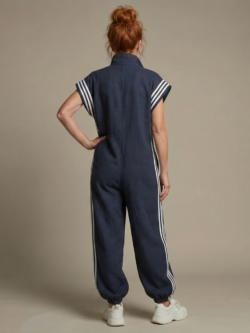 Lark - Jumpsuit met Rits en Streep Panelen