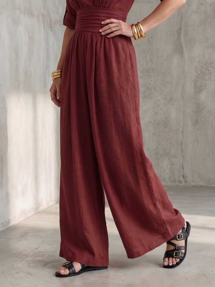 Wanda - Cross Front Wijde Pijpen Jumpsuit