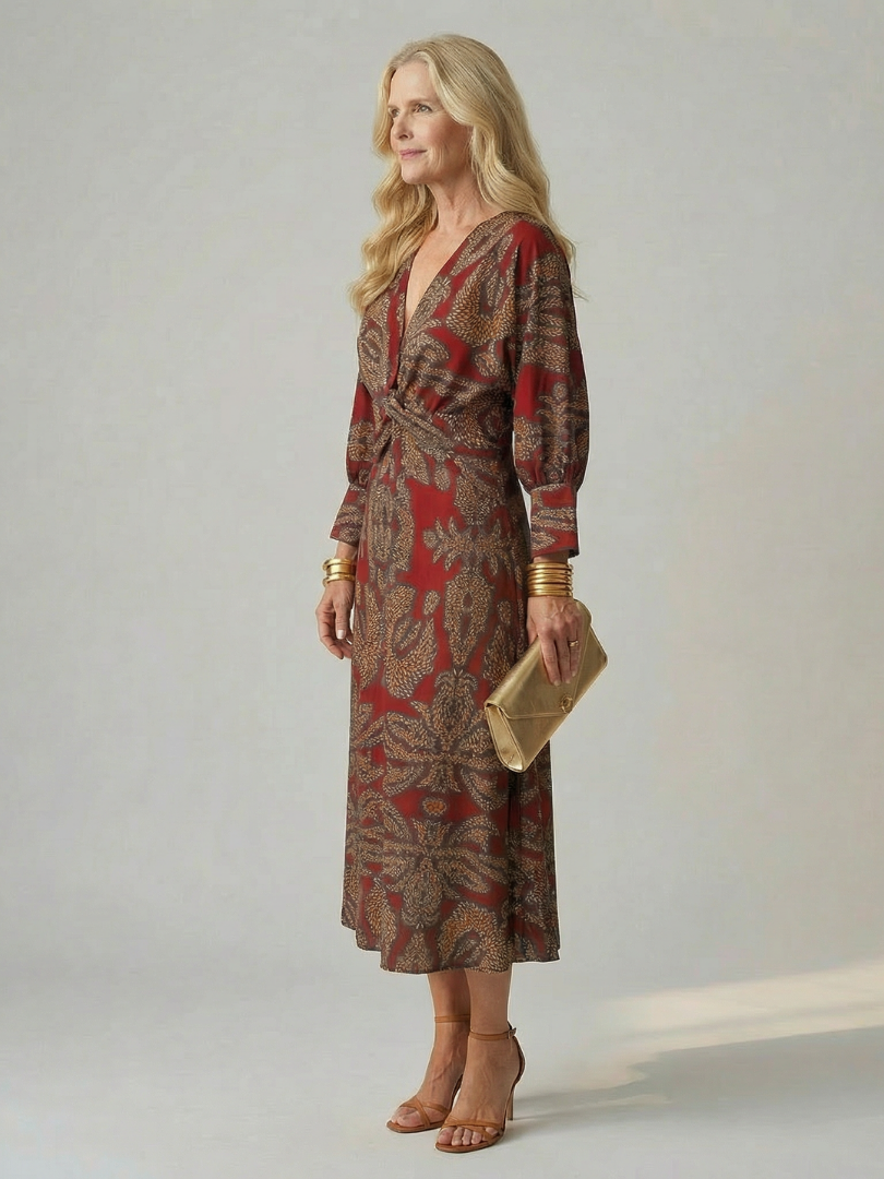 Lune - Natuurlijke Wrap Midi Jurk