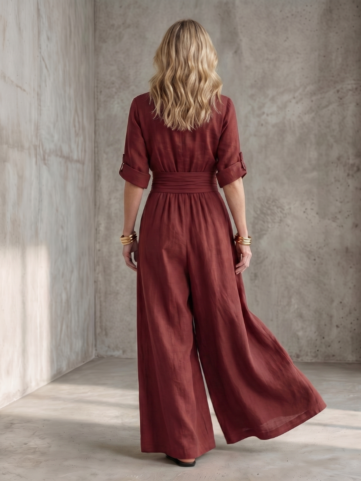 Wanda - Cross Front Wijde Pijpen Jumpsuit