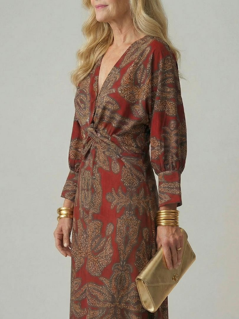 Lune - Natuurlijke Wrap Midi Jurk