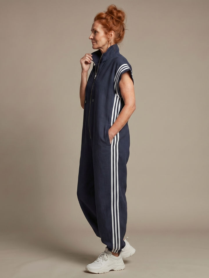 Lark - Jumpsuit met Rits en Streep Panelen