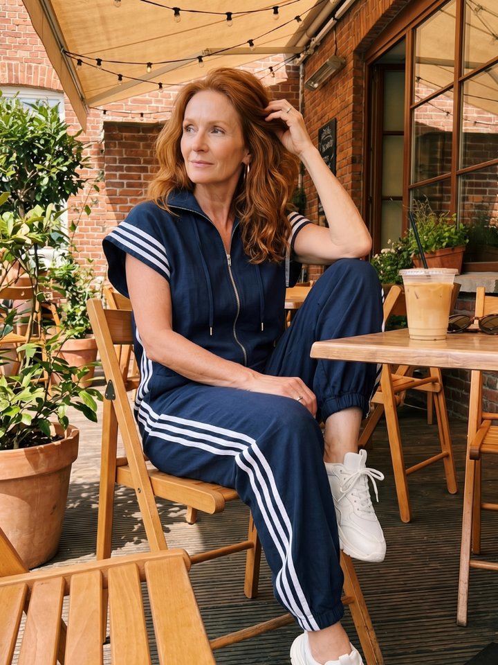 Lark - Jumpsuit met Rits en Streep Panelen