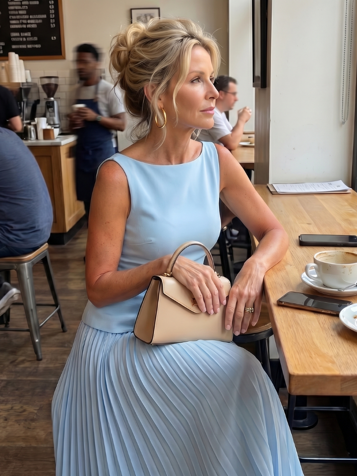 Rhodes - Gestructureerde Bodice Met Plissé Rok Set