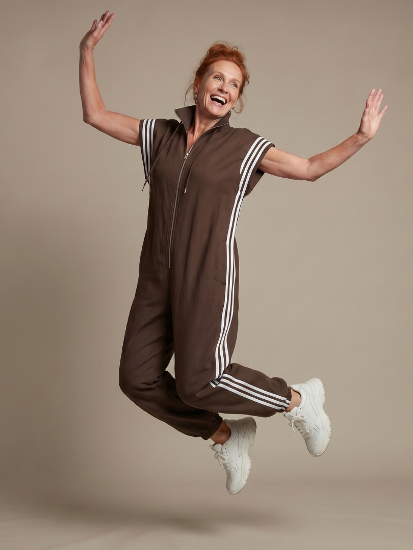 Lark - Jumpsuit met Rits en Streep Panelen