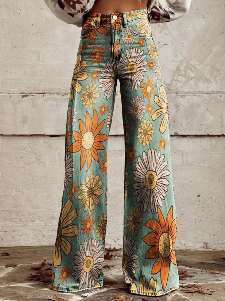 CIRILLA - Vintage Bloemenpatroon Palazzo Broek