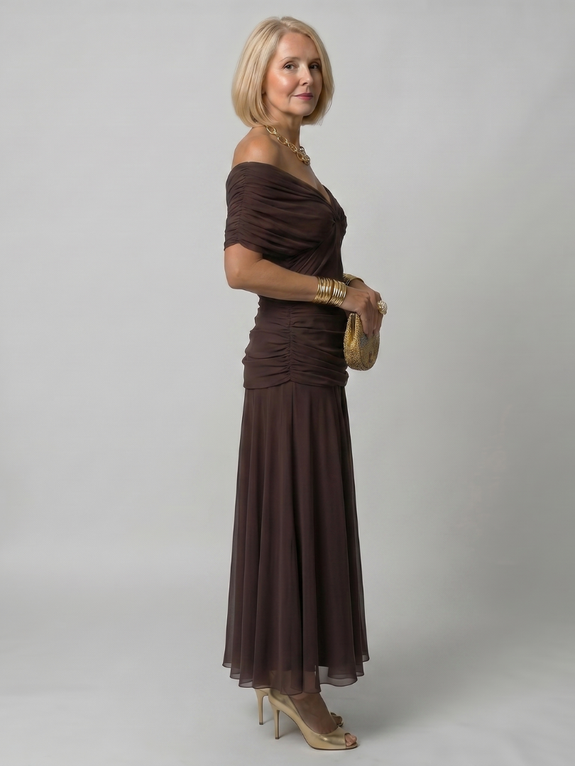 Calen - Off Shoulder Flow Midi Jurk