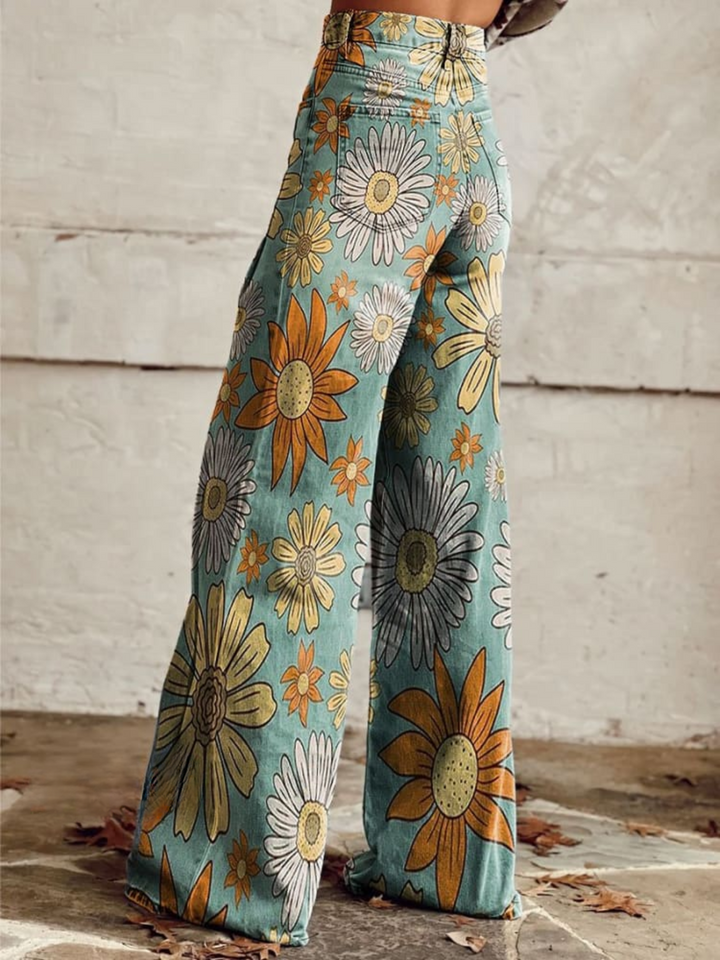 CIRILLA - Vintage Bloemenpatroon Palazzo Broek
