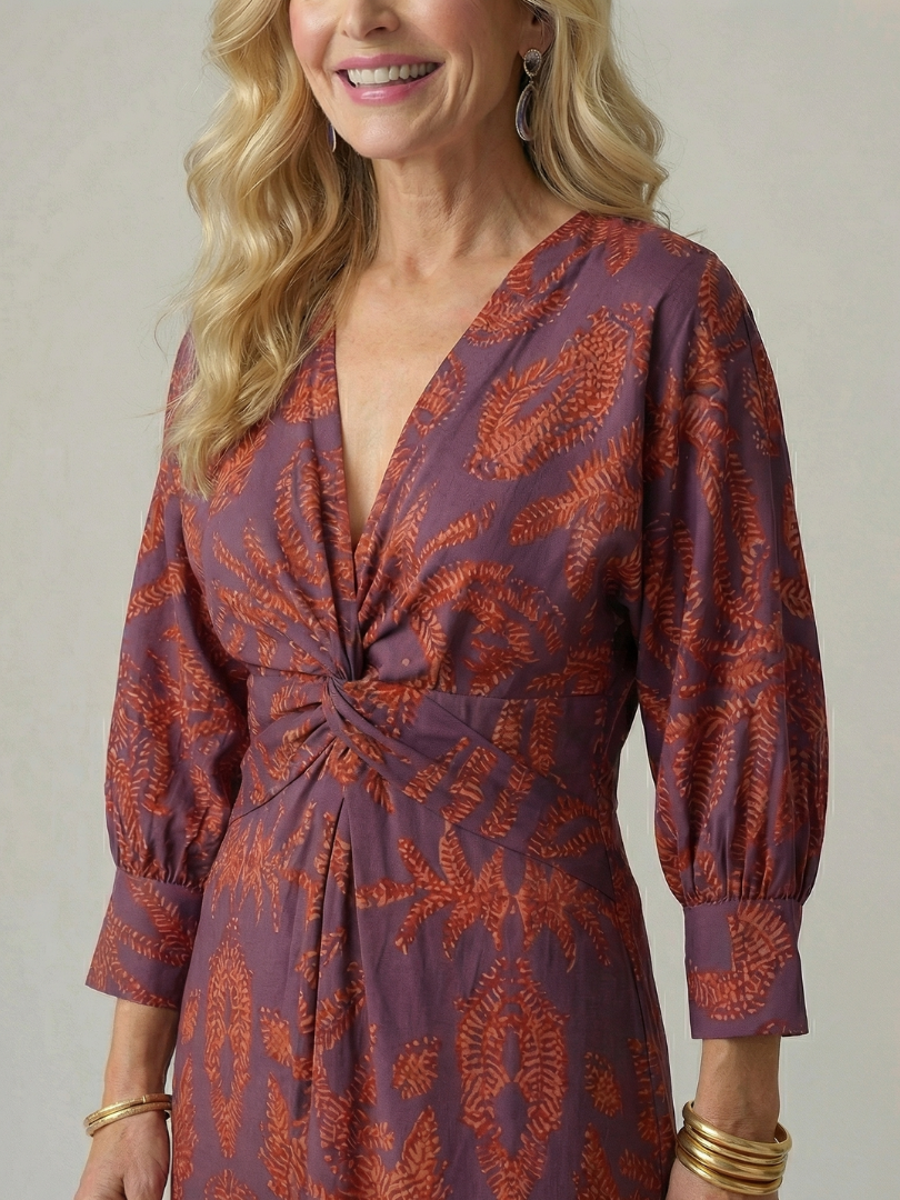 Lune - Natuurlijke Wrap Midi Jurk