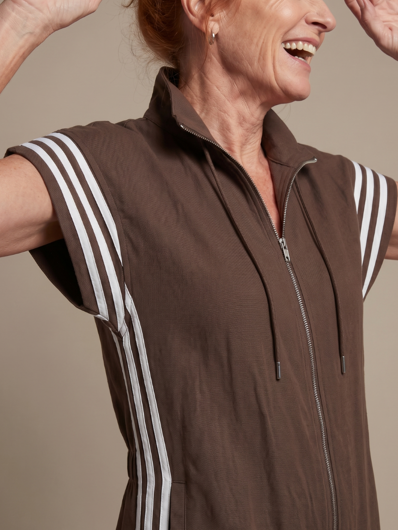 Lark - Jumpsuit met Rits en Streep Panelen