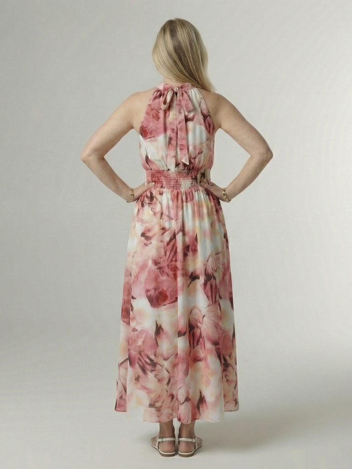 Sylin - Geplooide Halter Midi Jurk