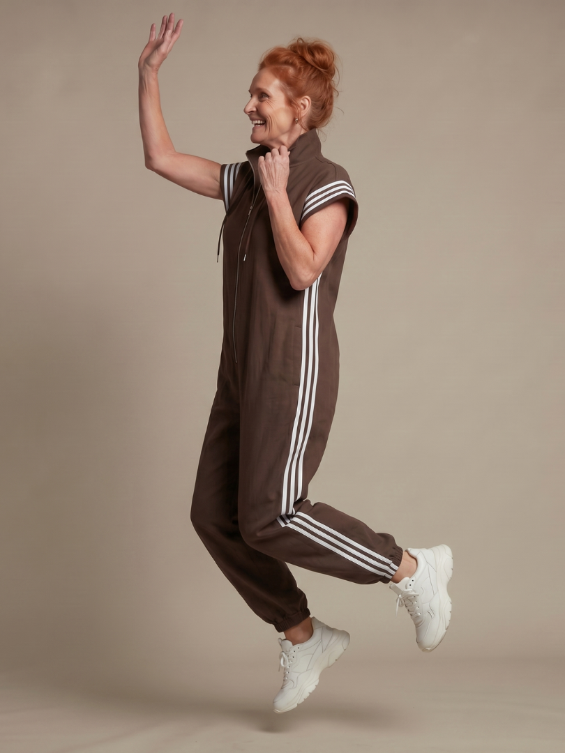 Lark - Jumpsuit met Rits en Streep Panelen