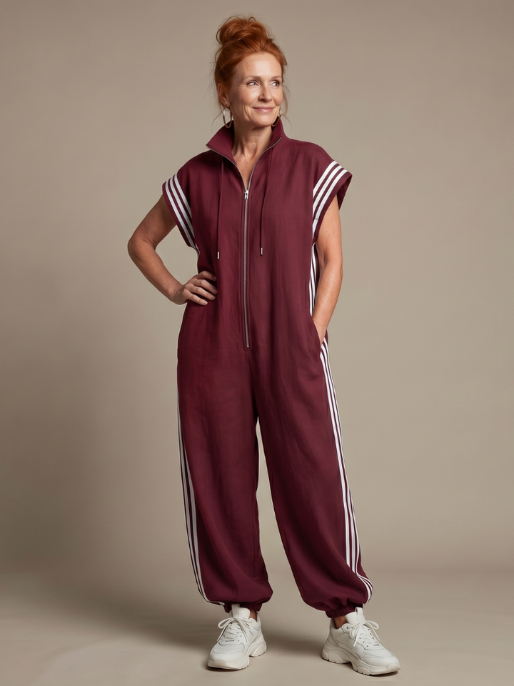 Lark - Jumpsuit met Rits en Streep Panelen