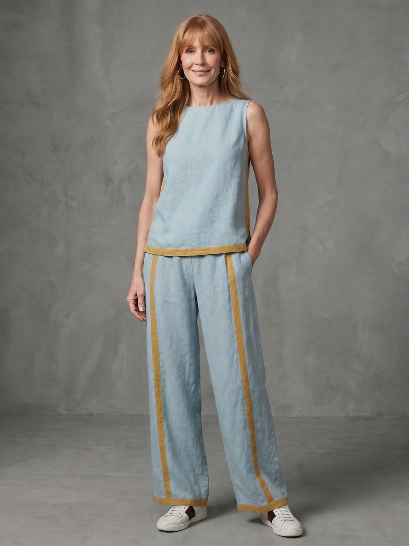 Inara - Mouwloze Top met Wijde Pantalon Set