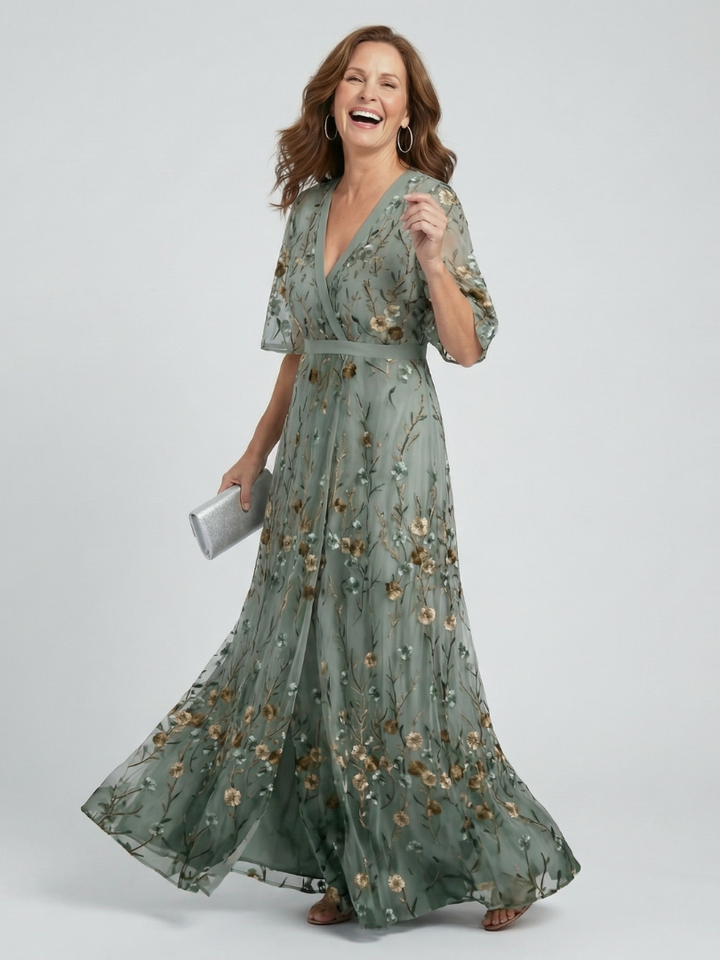Selora - Halter Bloom Flow Maxi Jurk