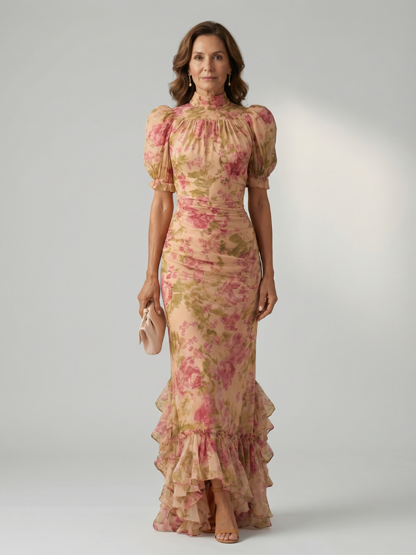 Vianne - Zachte Hoge Hals Maxi Jurk