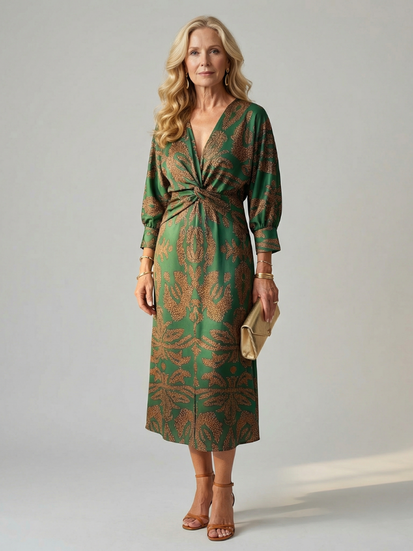 Lune - Natuurlijke Wrap Midi Jurk