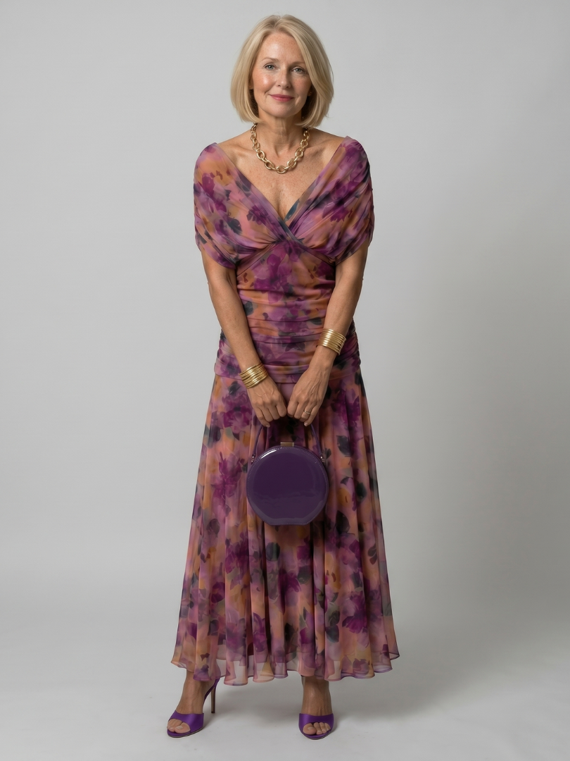 Calen - Off Shoulder Flow Midi Jurk