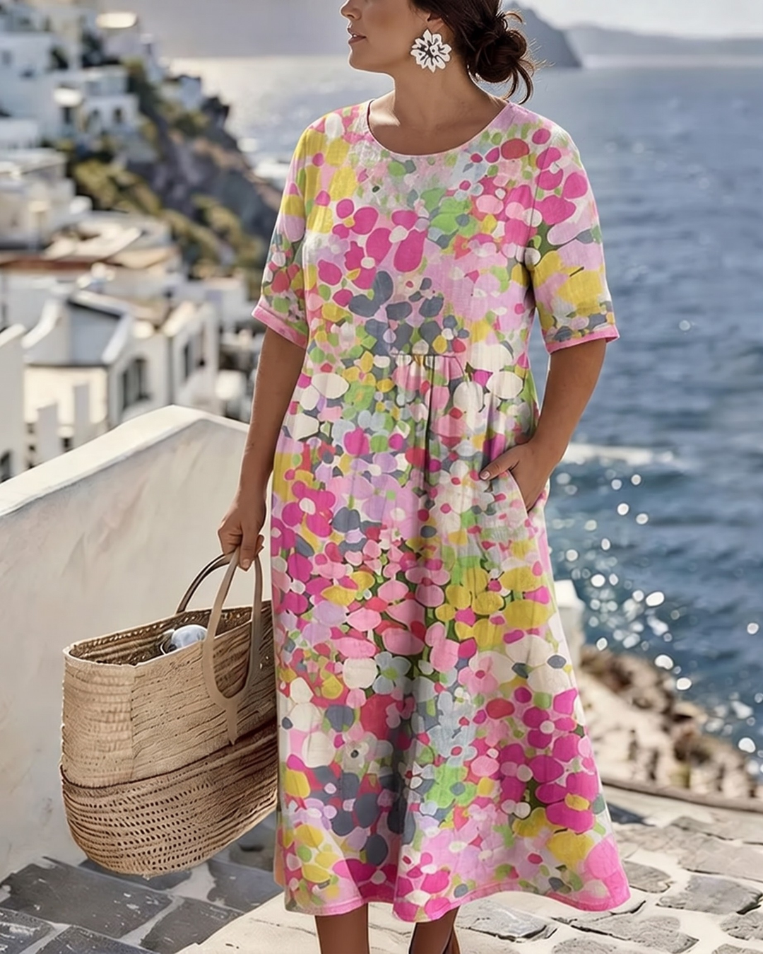 JASMINE - ELEGANTE FLORELE ZOMER MIDI JURK