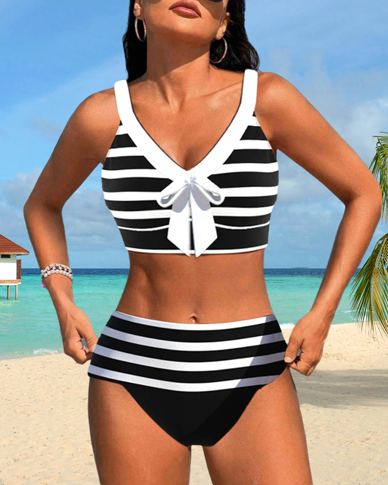 Lula - Hoge taille gestreepte bikini
