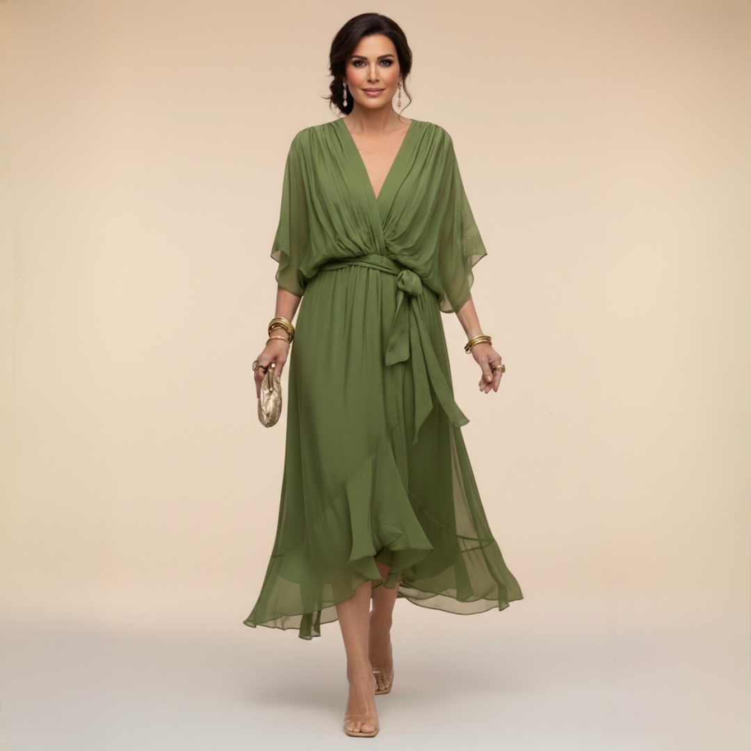 Ava - Chiffon jurk met V-hals