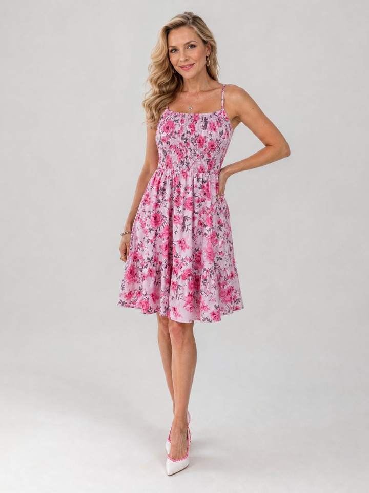 Rosabelle - Spaghetti Schouderband Bloemenprint Jurk Tot de Knie