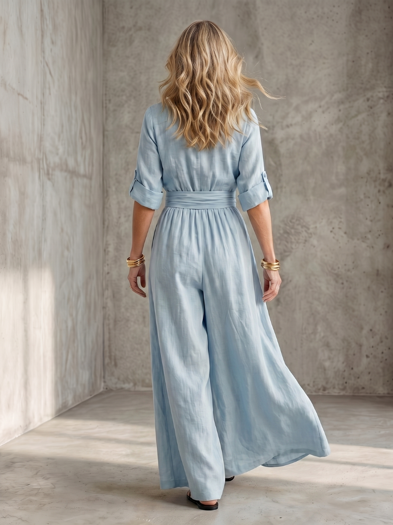 Wanda - Cross Front Wijde Pijpen Jumpsuit
