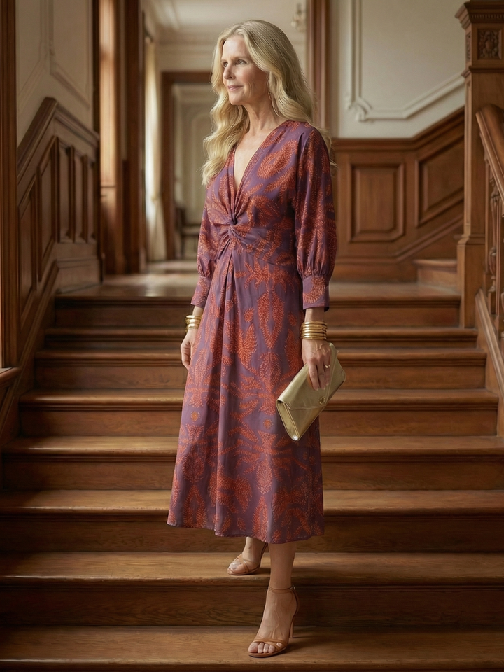 Lune - Natuurlijke Wrap Midi Jurk