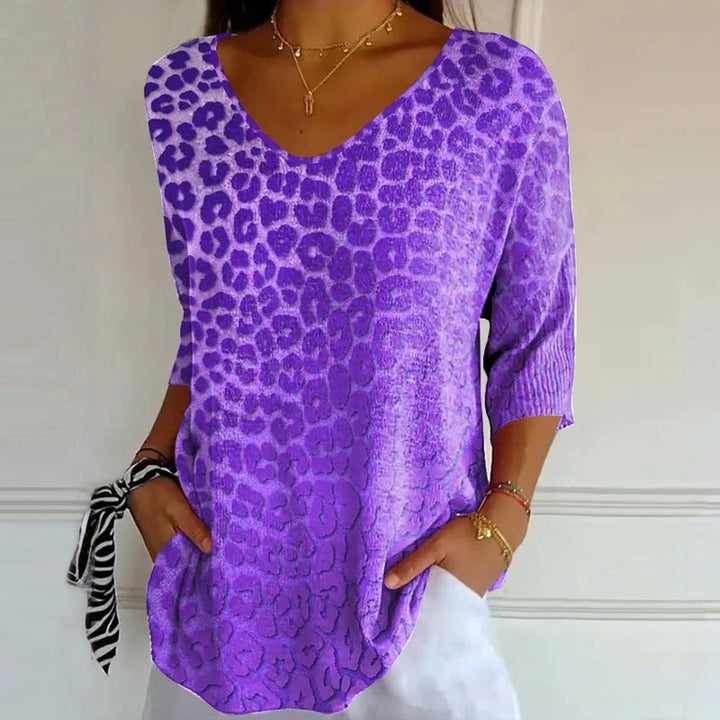 Léna - Casual vintage T-shirt met V-hals