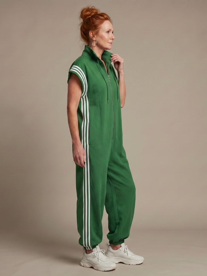 Lark - Jumpsuit met Rits en Streep Panelen