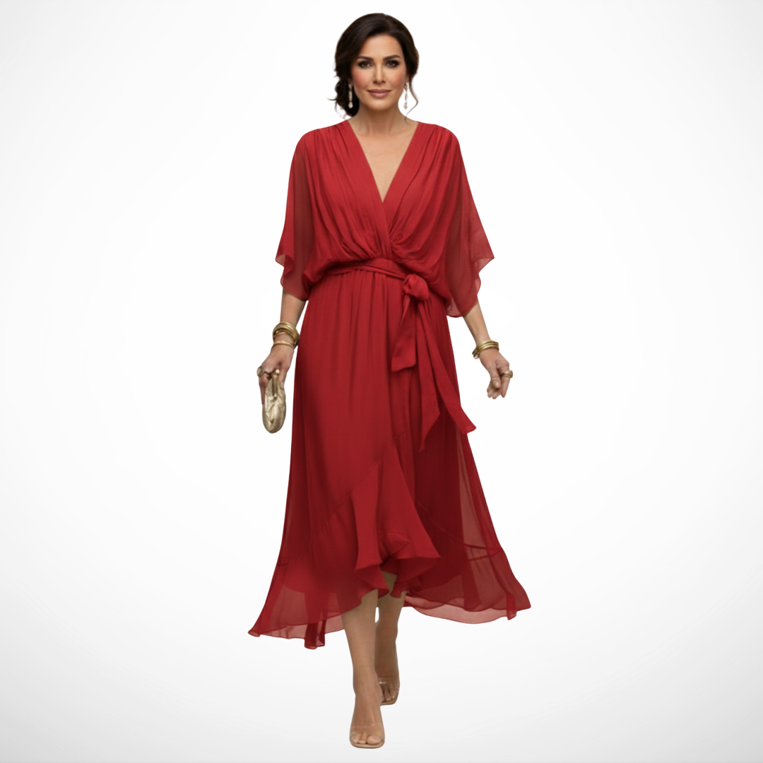 Ava - Chiffon jurk met V-hals