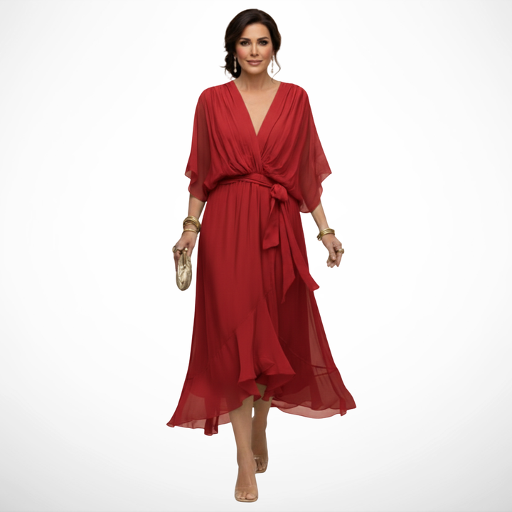 Ava - Chiffon jurk met V-hals