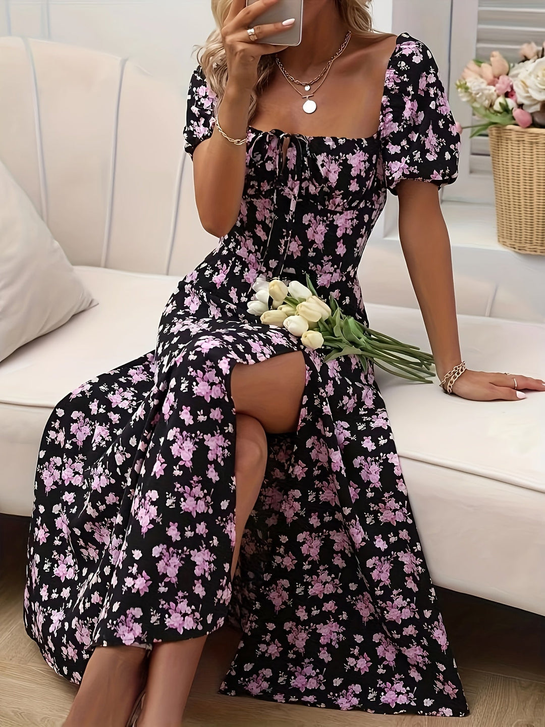 Nina - Elegante Bloemenjurk