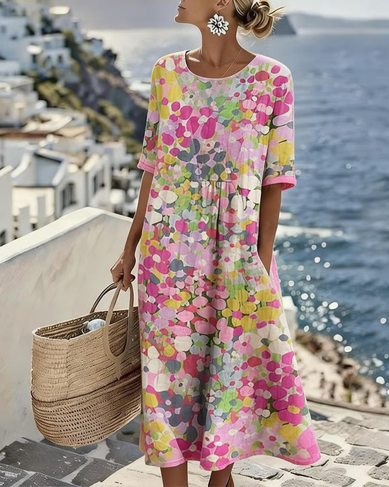 JASMINE - ELEGANTE FLORELE ZOMER MIDI JURK
