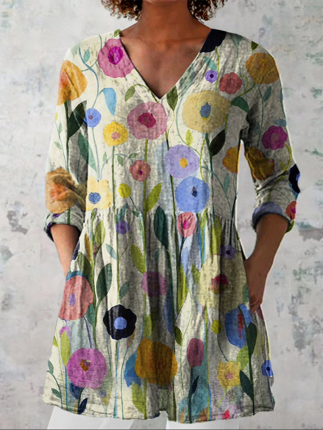 Marine - Elegante lange blouses