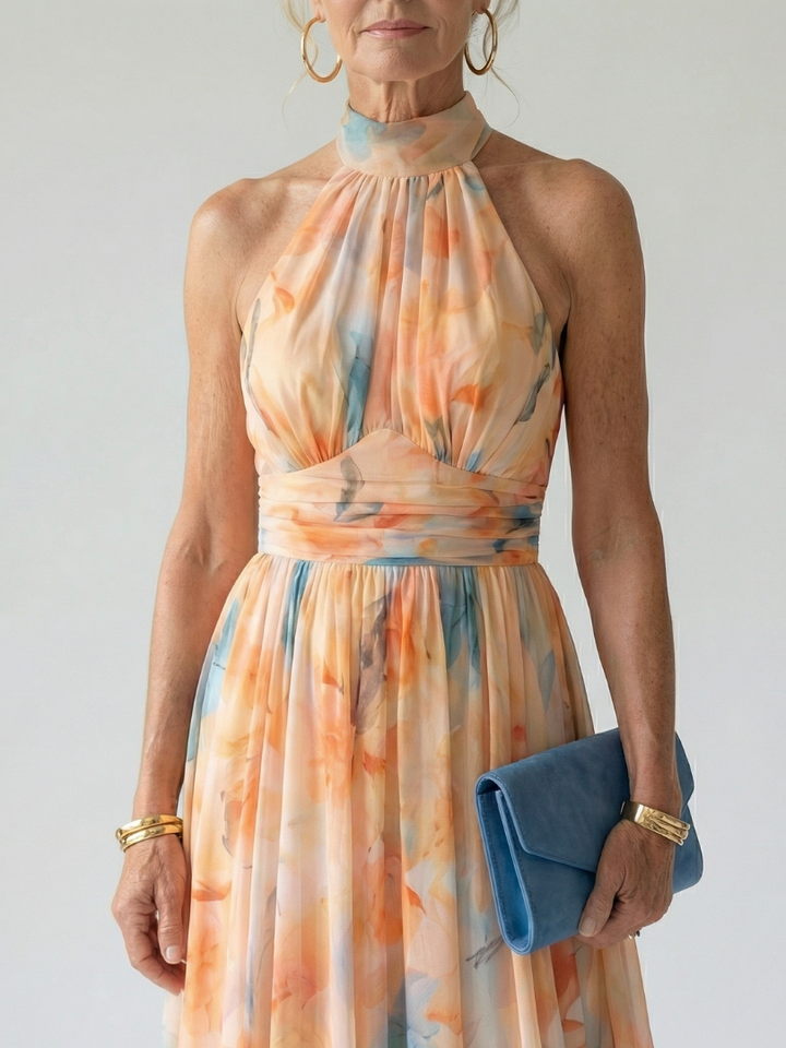 Elin - Zachte Halter Midi Jurk