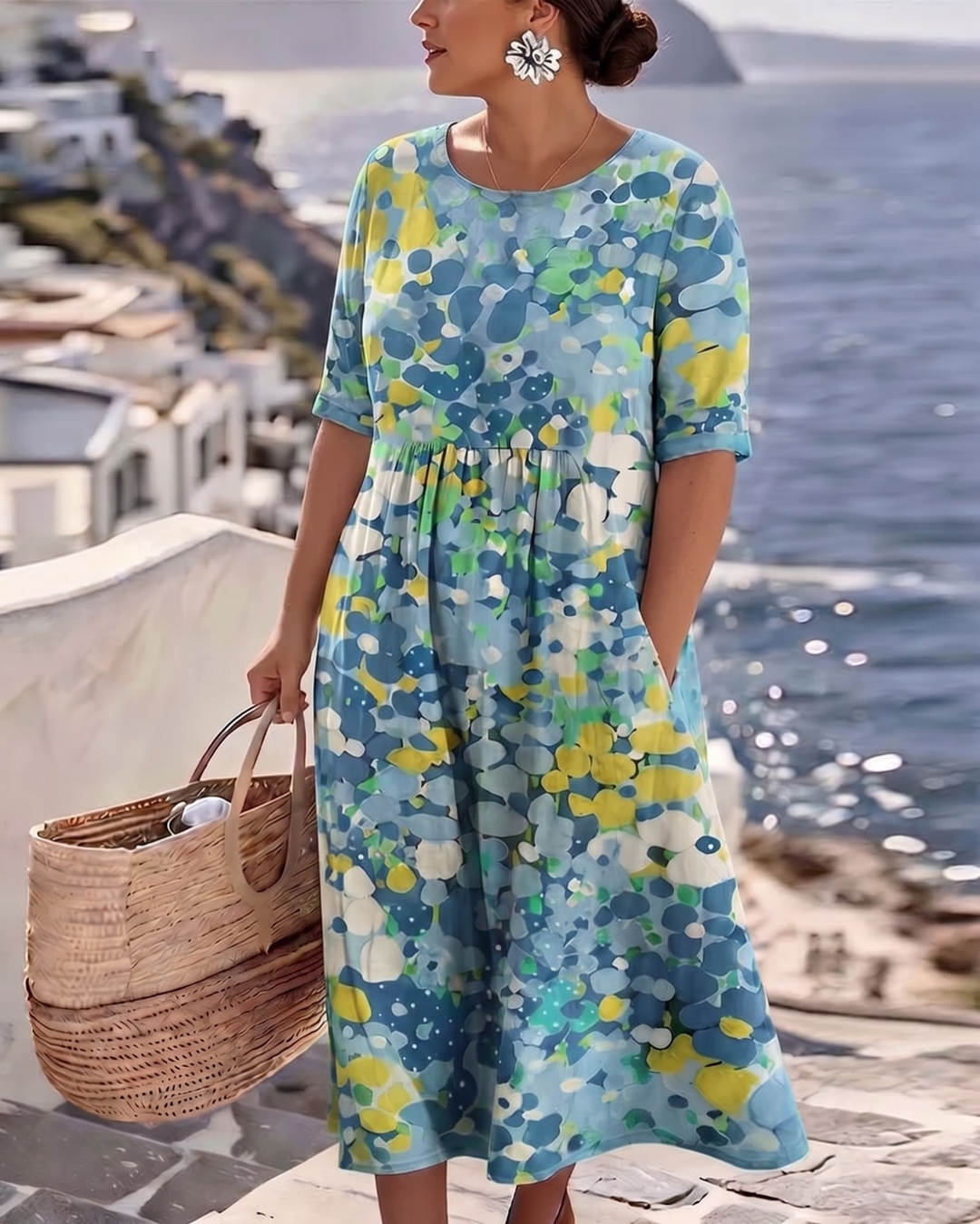JASMINE - ELEGANTE FLORELE ZOMER MIDI JURK