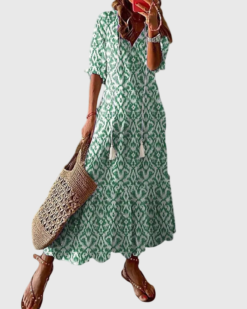 Amalia - Boho Vintage Zomer Maxi Jurk