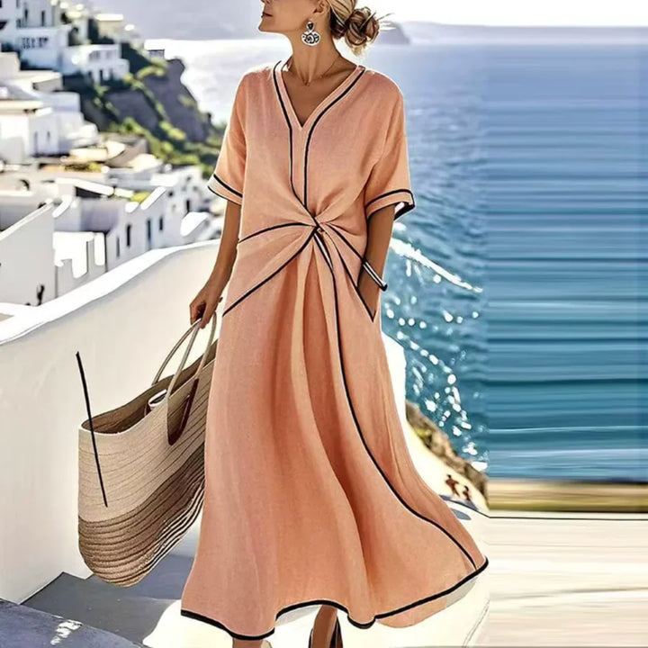 Mila - Elegante Jurk met Flatterende Taille en Vakantie Chic