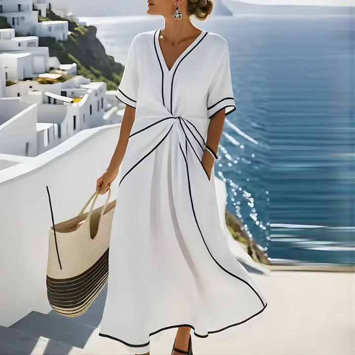 Mila - Elegante Jurk met Flatterende Taille en Vakantie Chic